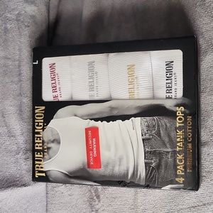 True Religion white Ribbed Mens tank tops